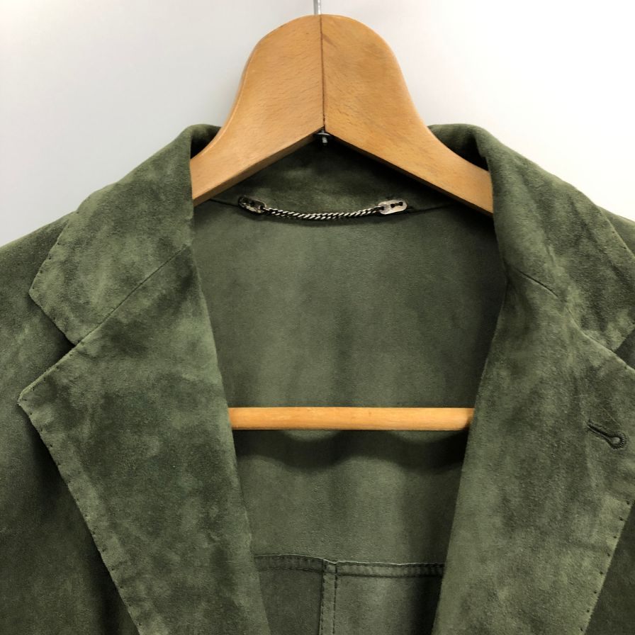 美品◆チェザレアットリーニ スエード ジャケット  グリーン メンズ サイズ52 Cesare Attolini 【AFB7】