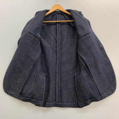 美品◆ラルディーニ ジャケット 3-B シングル ニット調 メンズ ネイビー系 サイズ 42 LARDINI 【AFA16】