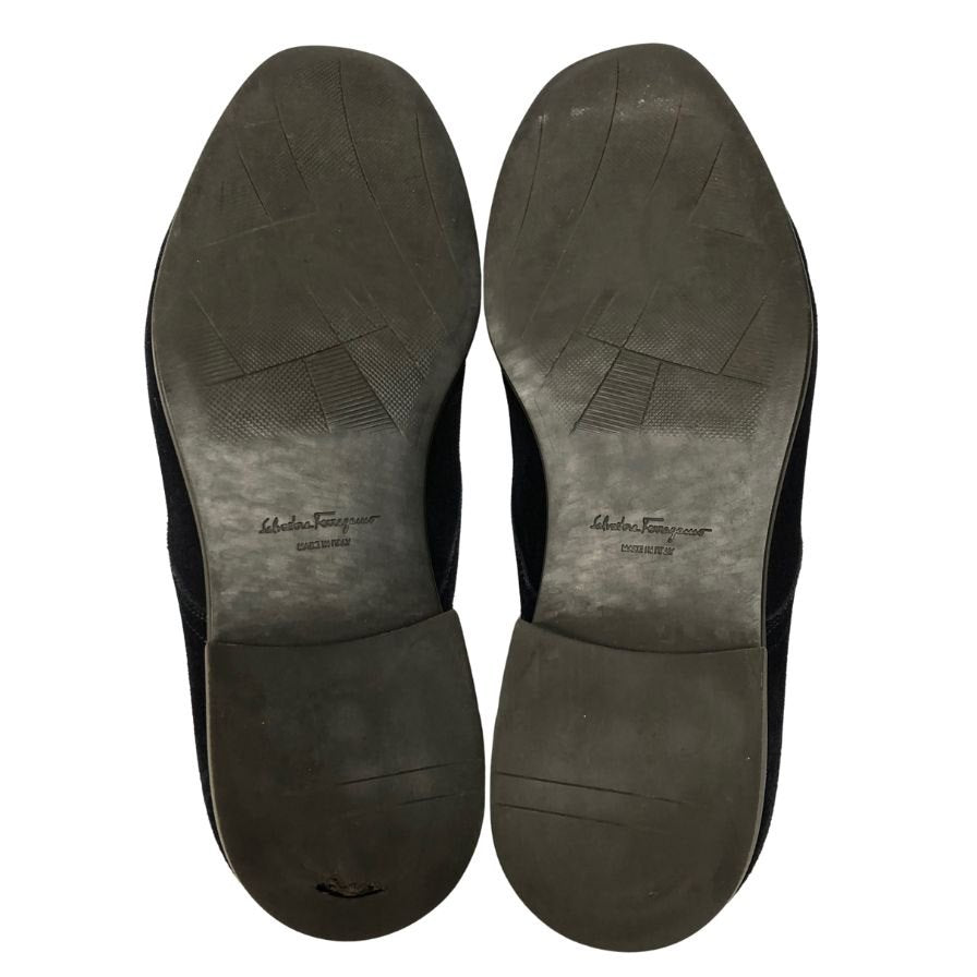 フェラガモ レザーシューズ プレーントゥ スエード ネイビー UK7.5 3E FERRAGAMO 約26.0cm【AFC32】