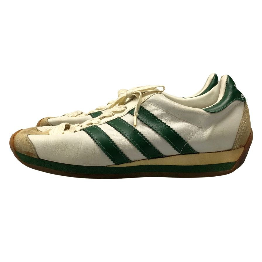 アディダス オリジナル スニーカー カントリー 70s 初期 フランス製 レディース 白×グリーン UK5.5 adidas originals 約24.5cm【AFC28】
