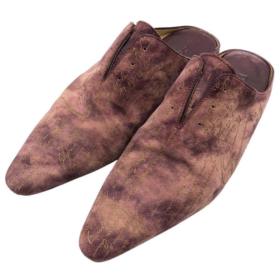 ベルルッティ スリッパ 1095 カリグラフィ スエード パープル サイズ7 Berluti 約25.5cm【AFC7】