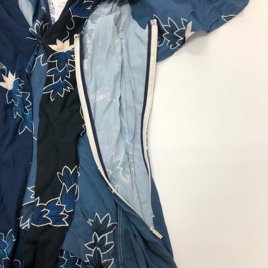 極美品◆ロエベ×パウラズイビザ 半袖ワンピース 総柄 ネイビー レディース サイズ34 LOEWE×Paulas Ibiza 【AFB5】