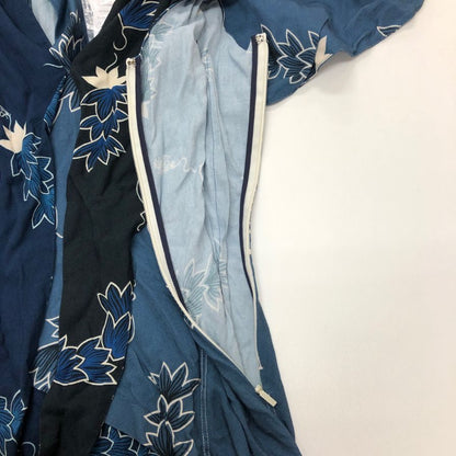極美品◆ロエベ×パウラズイビザ 半袖ワンピース 総柄 ネイビー レディース サイズ34 LOEWE×Paulas Ibiza 【AFB5】