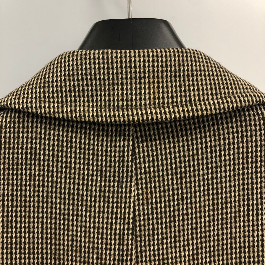 中古◆バーバリー ステンカラーコート ウール 千鳥格子 ブラウン系 メンズ サイズS BURBERRY 【AFF13】