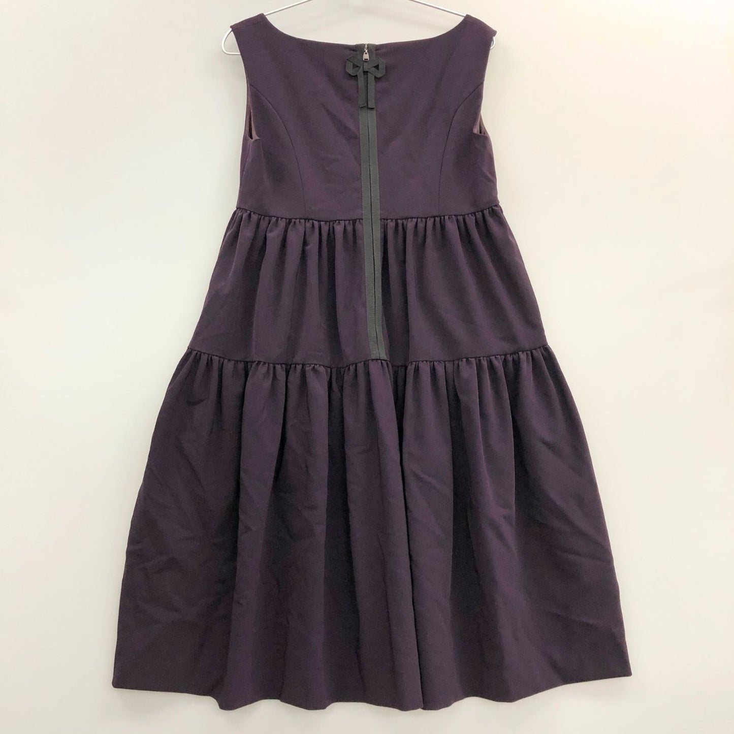 美品◆フォクシーニューヨーク ワンピース レディエンパイア ノースリーブ 27879 パープル レディース サイズ40 FOXEY NEW YORK 【AFB3】