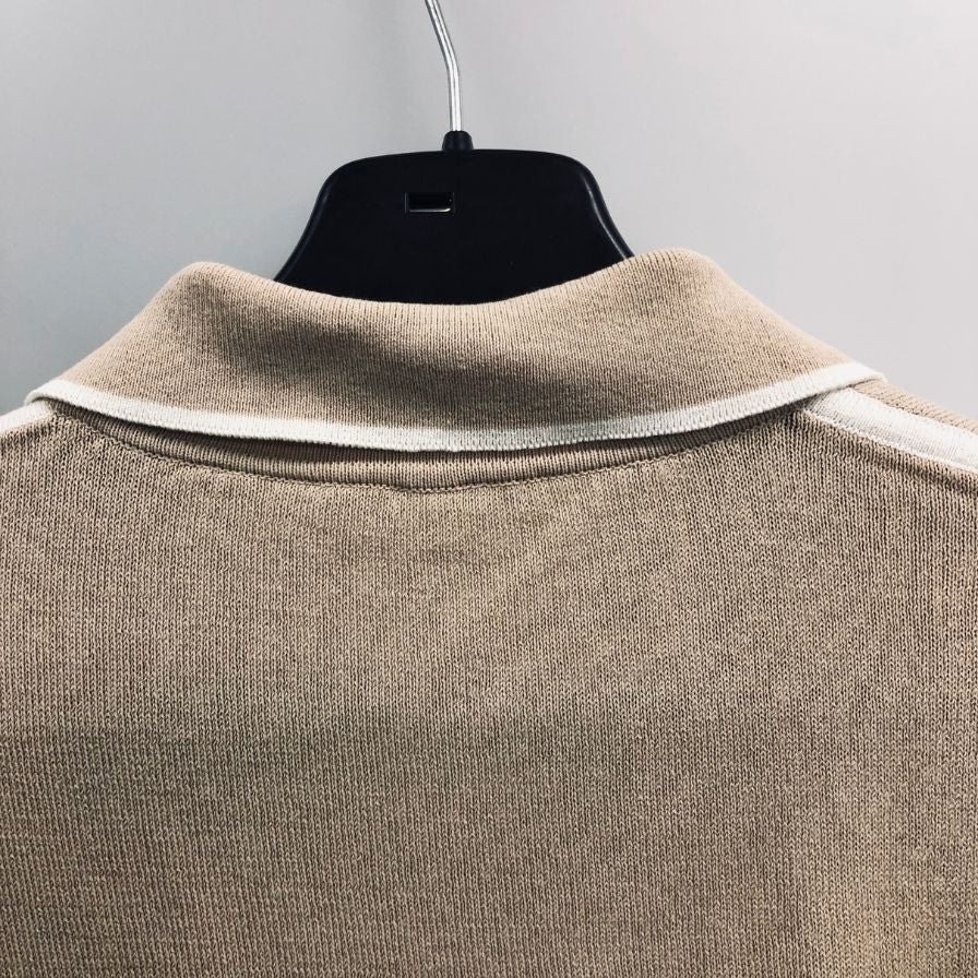 美品◆エルメネジルドゼニア ポロシャツ コットン サマーニット ベージュ系 サイズM メンズ Ermenegildo Zegna 【AFF19】