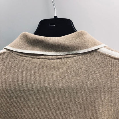 美品◆エルメネジルドゼニア ポロシャツ コットン サマーニット ベージュ系 サイズM メンズ Ermenegildo Zegna 【AFF19】
