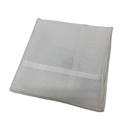 エルメス ハンカチ コットン100% ホワイト レディース HERMES【AFI5】【中古】