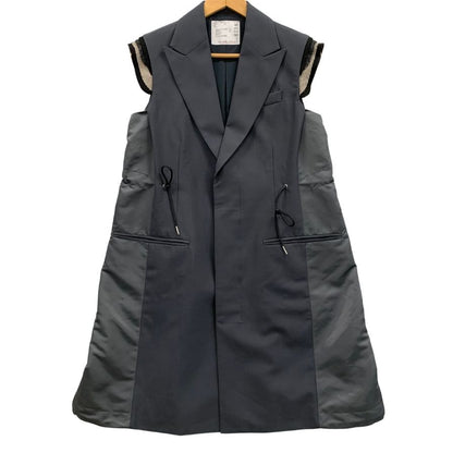 極美品◆サカイ 23AW ベスト ジレ Suiting Mix Vest 23ｰ06756 グレー レディース サイズ1 Sacai 【AFB30】