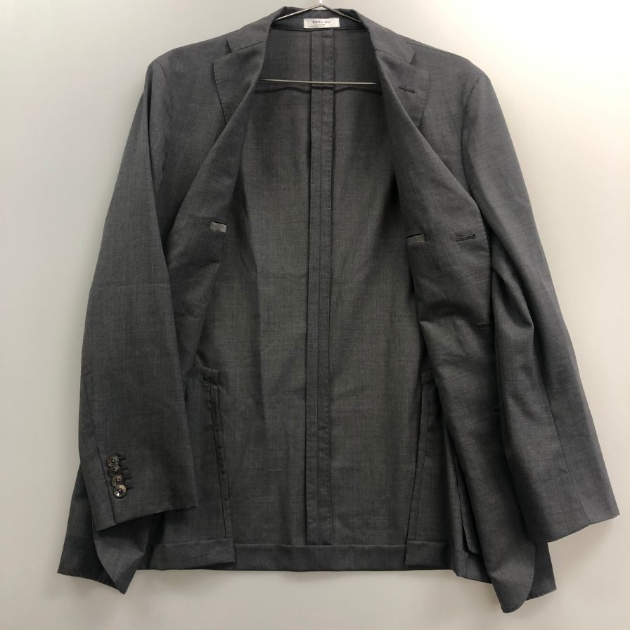 美品◆ボリオリ 3B テーラードジャケット K.JACKET リネン グレー メンズ サイズ48 BOGLIOLI 【AFA22】