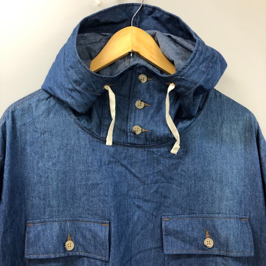 中古■エンジニアードガーメンツ フーディー プルオーバー 長袖シャツ USA製 メンズ サイズM ブルー  ENGINEERED GARMENTS 【AFB3】
