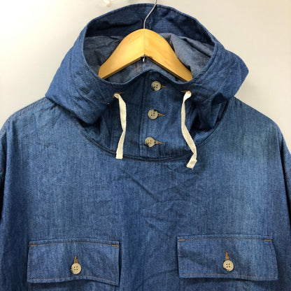 中古■エンジニアードガーメンツ フーディー プルオーバー 長袖シャツ USA製 メンズ サイズM ブルー  ENGINEERED GARMENTS 【AFB3】