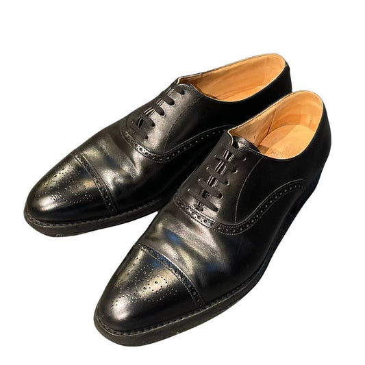 クロケット&ジョーンズ レザーシューズ トレーディングポスト別注 MALTON セミブローグ ブラック メンズ サイズUK6E CROCKETT&JONES  約24.5cm【LA】【中古】