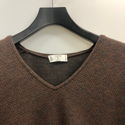 美品◆ヴァレンティノ ウオモ Vネックニット ブラウン メンズ サイズXL valentino UOMO 【AFB9】