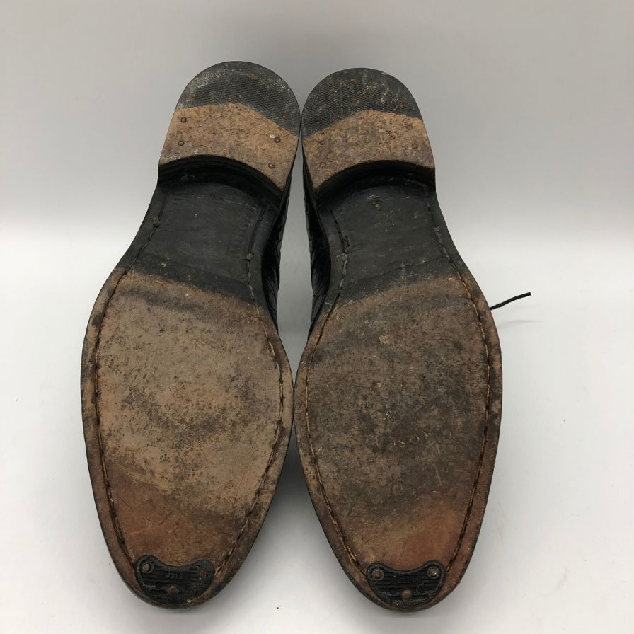 グッチ クロコ型押し プレーントゥ シューズ 1021 ブラック サイズ41 GUCCI 約26.0cm【AFC47】
