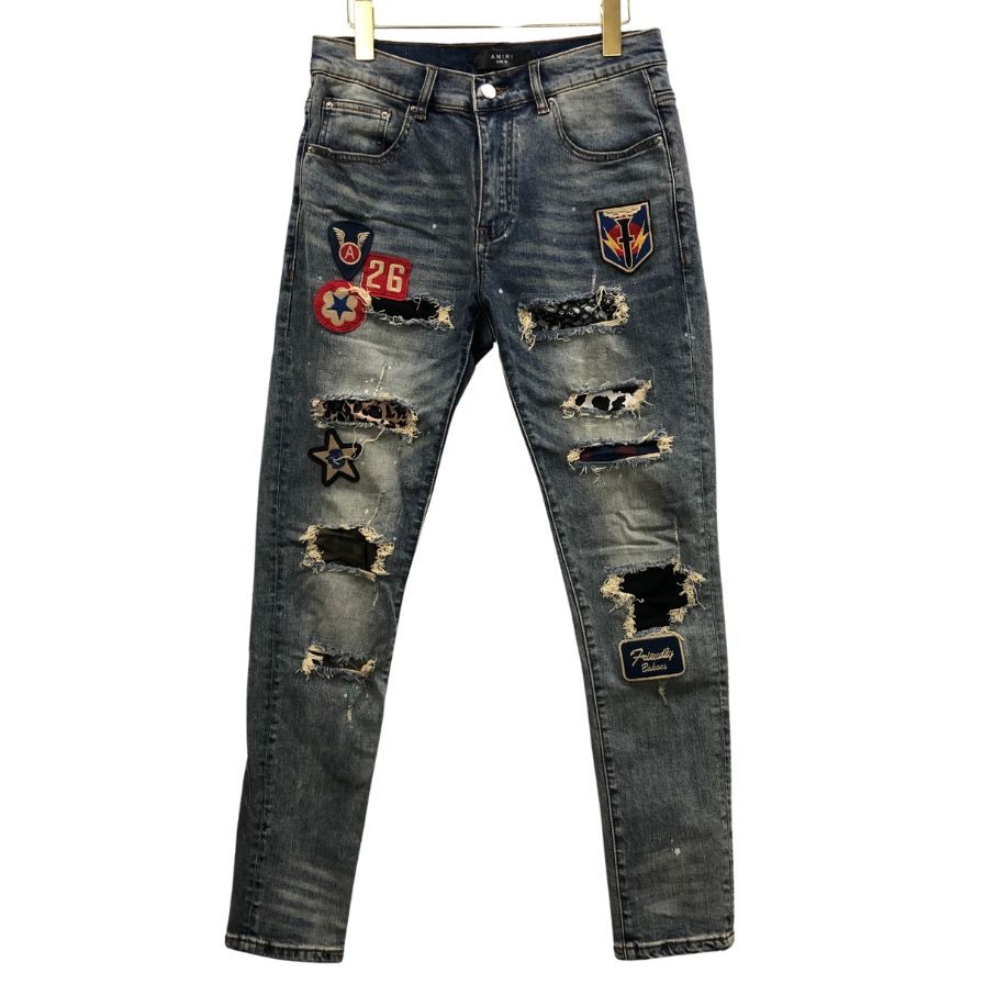 アミリ デニムパンツ ダメージ加工 ワッペン メンズ サイズ30 AMIRI 【AFB25】