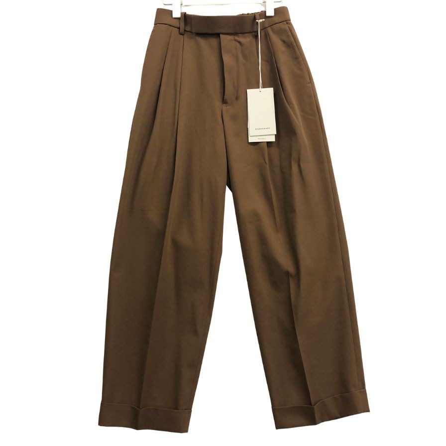 マーカウェア  A26A16PT01C ダブルプリーテッドセミイージートラウザーズ パンツ ブラウン ウィメンズ サイズ1 MARKAWARE 【AFB14】