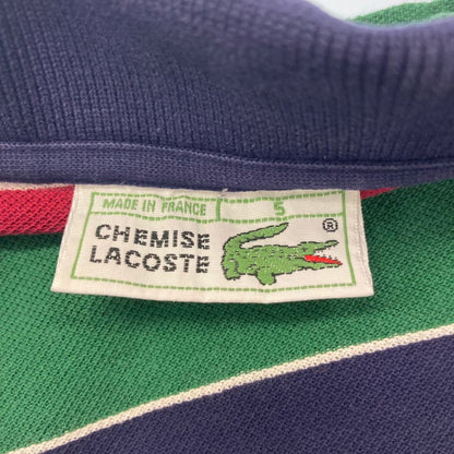 ラコステ ポロシャツ 半袖 フレラコ 80年代前期 フランス製 ボーダー メンズ マルチカラー サイズ5 LACOSTE VINTAGE【LA】