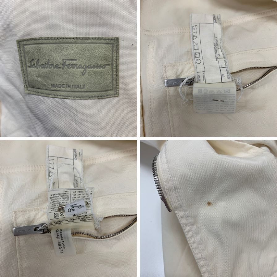 美品◆サルヴァトーレ フェラガモ コーチジャケット メタル釦 ホワイト メンズ 48サイズ Salvatore Ferragamo 【AFB1】