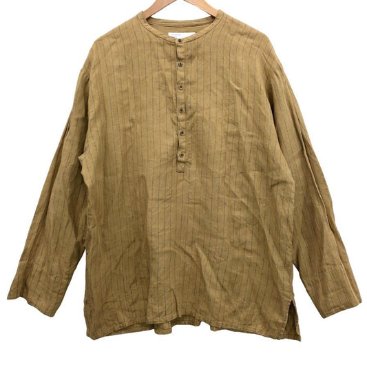 美品◆インターナショナルギャラリービームス シャツ リネンプルオーバー ヘンリーネック ベージュ メンズ サイズM international gallery beams 【AFB34】