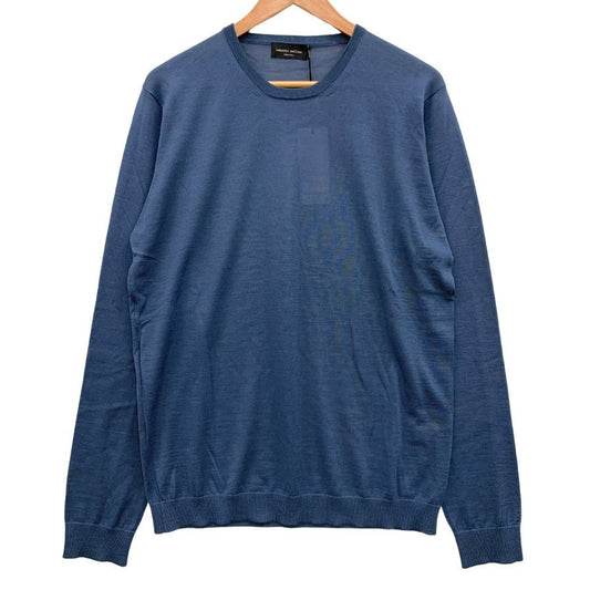 美品◆ロベルトコリーナ 長袖 カットソー ラナウール ネイビー メンズ 50サイズ Roberto Collina 【AFB23】