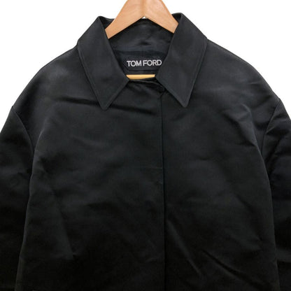 美品◆トム フォード ステンカラー コート シルク100% レディース サイズS ブラック TOM FORD 【AFB7】