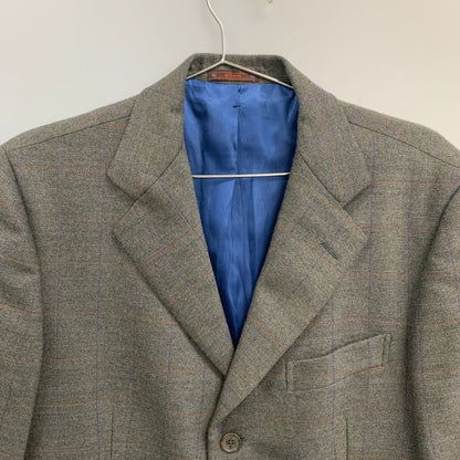 中古◆エトロ 3Bジャケット 肩パッド イタリア製 カシミア混 メンズ サイズ48 グレー ETRO 【AFB28】
