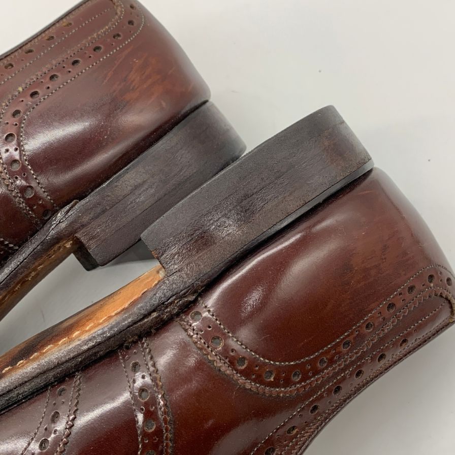 ジョンストンマーフィー レザーシューズ ウィングチップ ガラスレザー ボルドー メンズ サイズ9D JOHNSTON＆MURPHY 約27.0cm【YB5】