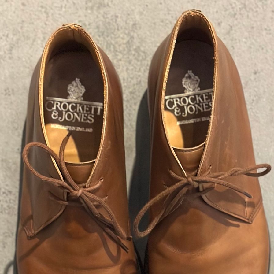 クロケット&ジョーンズ チャートシー チャッカブーツ カーフ ブラウン サイズUK7E CROCKETT&JONES ブーツ 約25.5cm【LA】【中古】