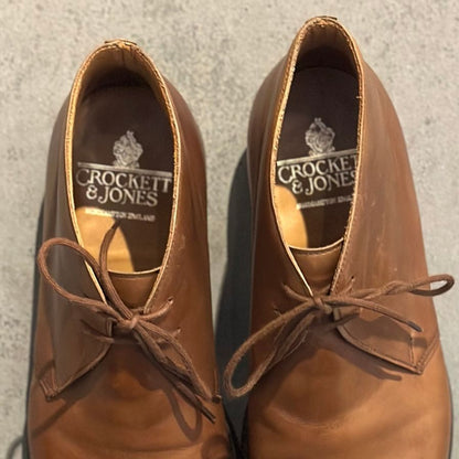 クロケット&ジョーンズ チャートシー チャッカブーツ カーフ ブラウン サイズUK7E CROCKETT&JONES ブーツ 約25.5cm【LA】【中古】