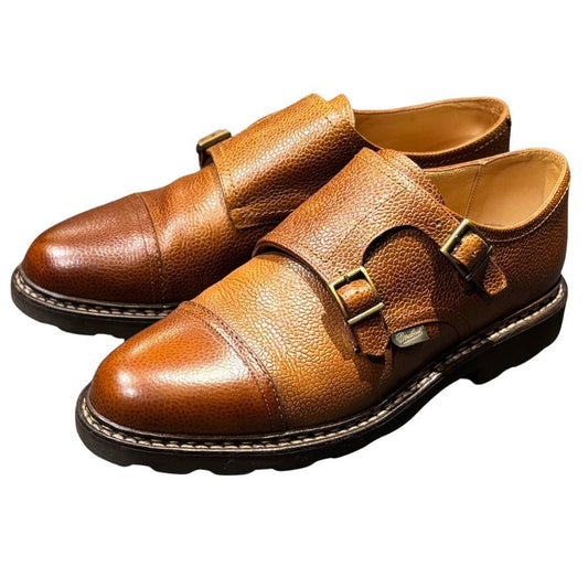 パラブーツ レザーシューズ ダブルモンクストラップ ウィリアム グレインレザー サイズUK7.5 ブラウン Paraboot WILLIAM ビジネスシューズ 約26.0cm【LA】【中古】