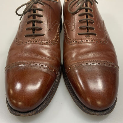 ニュー&リングウッド レザーシューズ パンチドキャップトゥ レザー カーフ ブラウン 7E New&Lingwood 約25.5cm【AFC4】