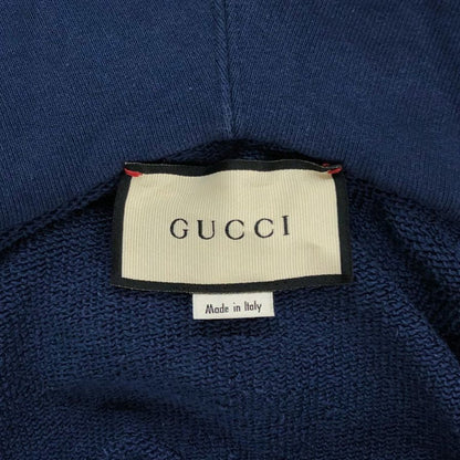 美品◆グッチ パーカー ハーフジップ メンズ コットン サイズXS ブルー GUCCI 【AFB6】