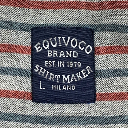 中古◆エクイボコ ストライプ シャツ イタリア製 メンズ サイズL グレー系 EQUIVOCO 【AFB7】