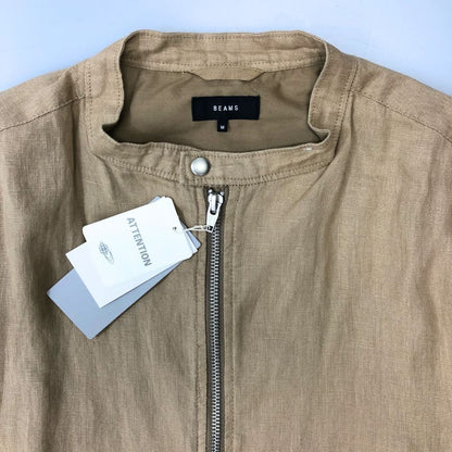 美品◆ビームス リネン シングルライダース ベージュ サイズ M BEAMS 【AFB20】