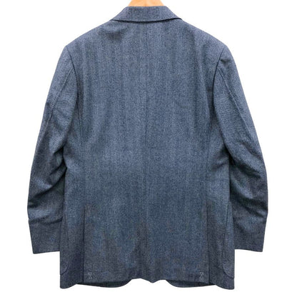 極美品◆フランコプリンツィバァリー  テーラードジャケット 3B シングル ヘリンボーン ブルー系 サイズ48 FRANCO PRINZIVALLI 【AFB42】