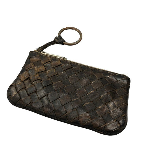 ボッテガヴェネタ コインケース イントレチャート レザー キーリング付き ダークブラウン メンズ BOTTEGA VENETA【AFI10】【中古】