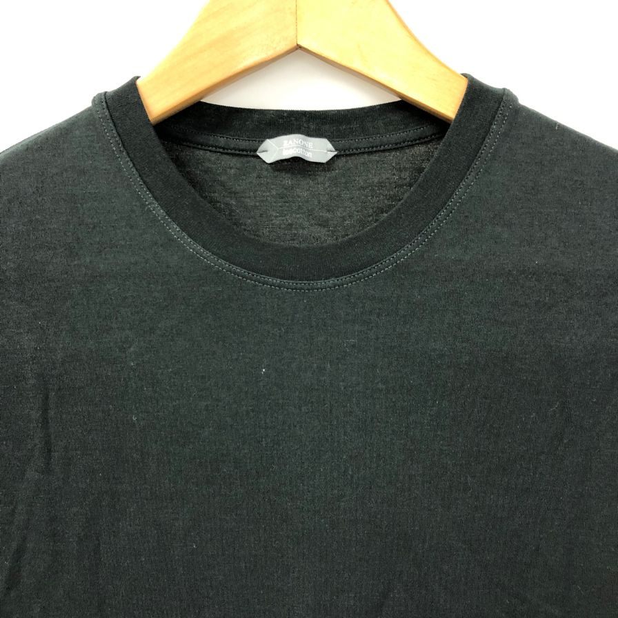 美品◆ザノーネ  クルーネック コットン Tシャツ メンズ サイズ 46 ブラック  ZANONE 【AFB38】