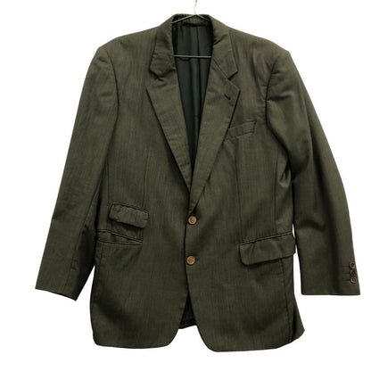 美品◆バーバリー テーラードジャケット 90年代 旧タグ チェック グリーン メンズ サイズ50 Burberry vintage 【AFF22】