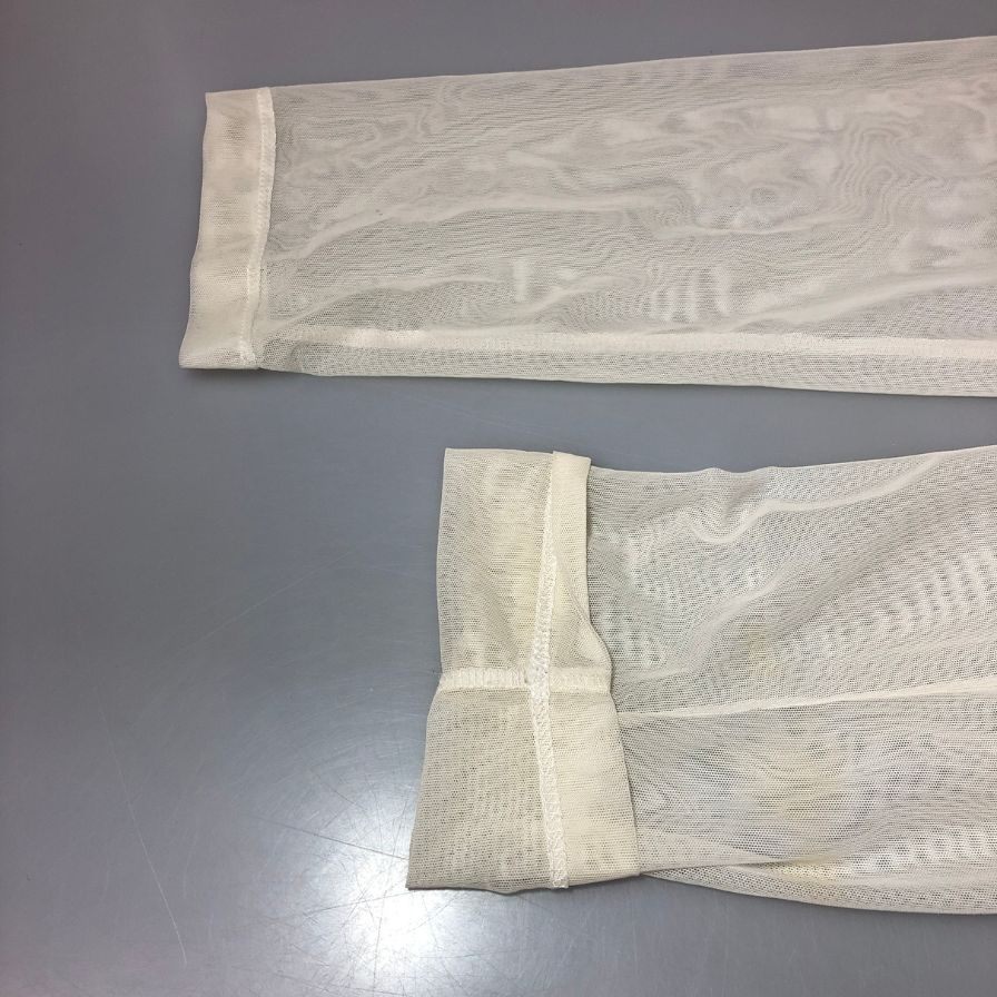 中古◆メゾンマルジェラ カットソー シアー 刺繍 長袖 メッシュ 透け スリム 10 ホワイト メンズ Maison Margiela 【AFB41】