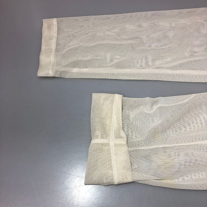 中古◆メゾンマルジェラ カットソー シアー 刺繍 長袖 メッシュ 透け スリム 10 ホワイト メンズ Maison Margiela 【AFB41】