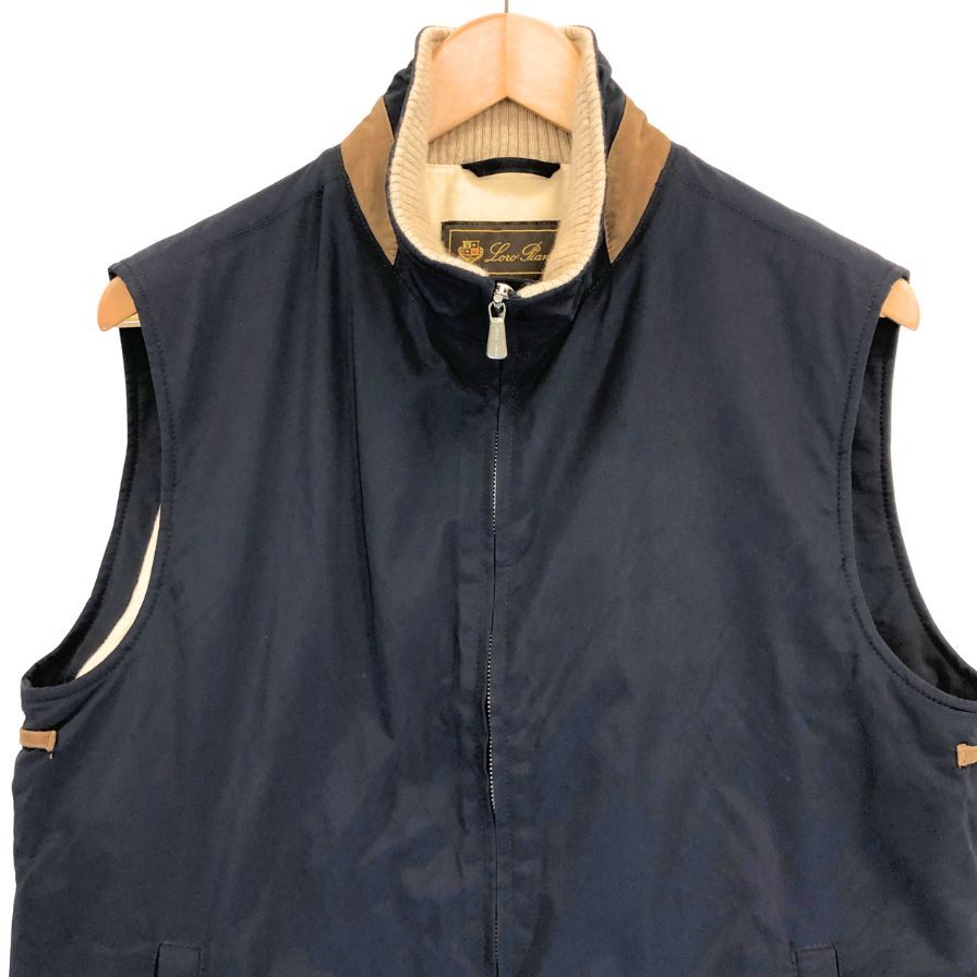 極美品◆ロロピアーナ ジップアップベスト ネイビー ナイロン カシミヤ混 サイズS Loro Piana 【AFB8】