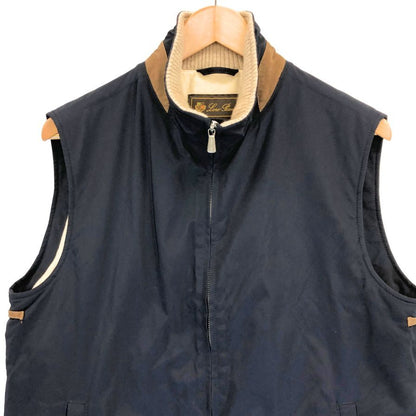 極美品◆ロロピアーナ ジップアップベスト ネイビー ナイロン カシミヤ混 サイズS Loro Piana 【AFB8】