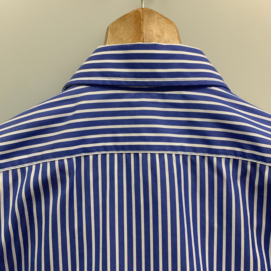 美品◆ラルフローレン シャツ パープルレーベル 2ポケット ストライプ コットン ブルー系 メンズ サイズ175/96A RALPH LAUREN 【AFB11】
