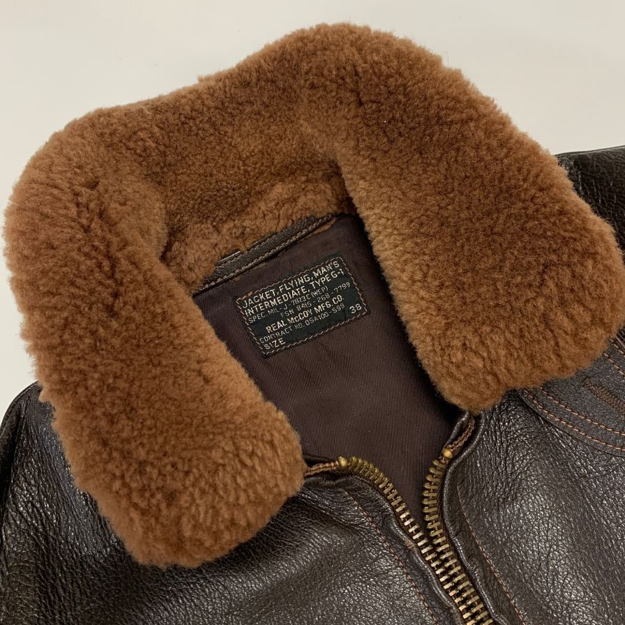 極美品◆ザリアルマッコイ フライトレザージャケット Type G-1 メンズ ブラウン サイズ38 THE REAL McCOY’S 【AFG1】
