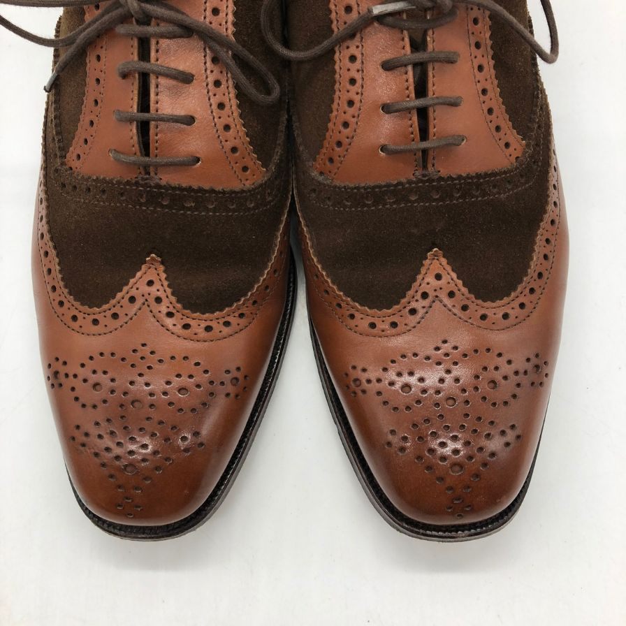 アルフレッドサージェント ウイングチップ カーフ スエードコンビ ブラウン メンズ  サイズ7EEE  Alfred Sargent 約25.0cm【AFC3】