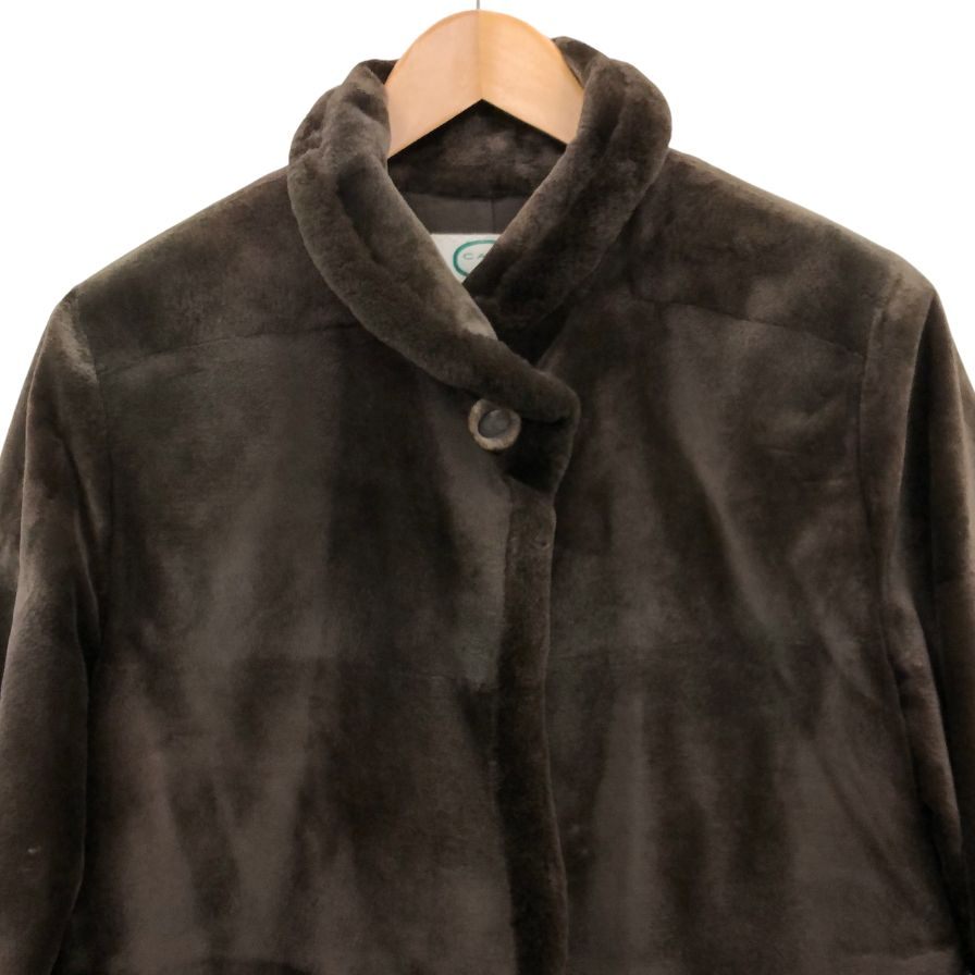 中古◆カルヴェン ハーフコート ベルベット シェアード ミンク 24025E-8M ブラウン サイズ38 レディース CARVEN PARIS 【AFF19】