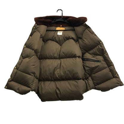 美品◆ロッキーマウンテン フェザーベッド×アナトミカ ダウンベスト カーフレザー メンズ サイズ40 カーキ×ブラウン Rocky Mountain Featherbed×ANATOMICA 【AFA1】