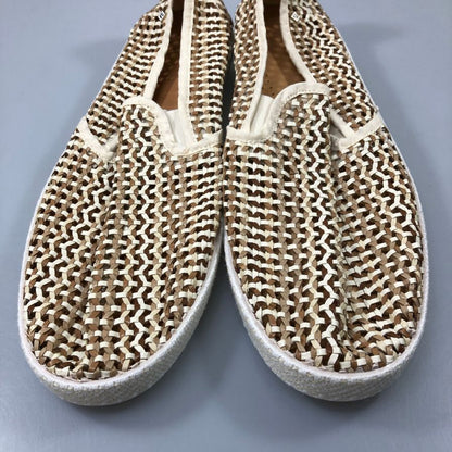 リビエラ スリッポン 編み込み レザー メッシュ シューズ マルチカラー ベージュ メンズ サイズ 44 RIVIERAS 約28.0cm【AFC49】