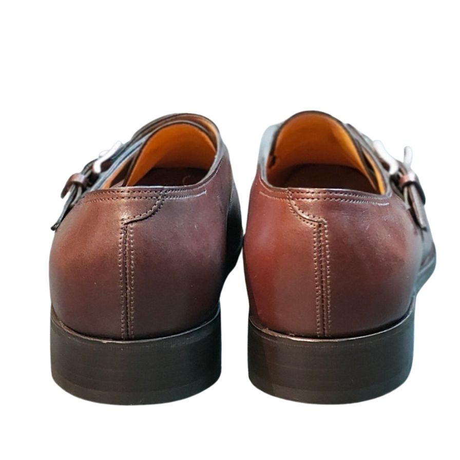 ジョンロブ レザーシューズ アシール シングルモンク ダークオーク メンズ サイズ8E JOHN LOBB ASHILL スリッポン 約27.0cm【LA】【中古】